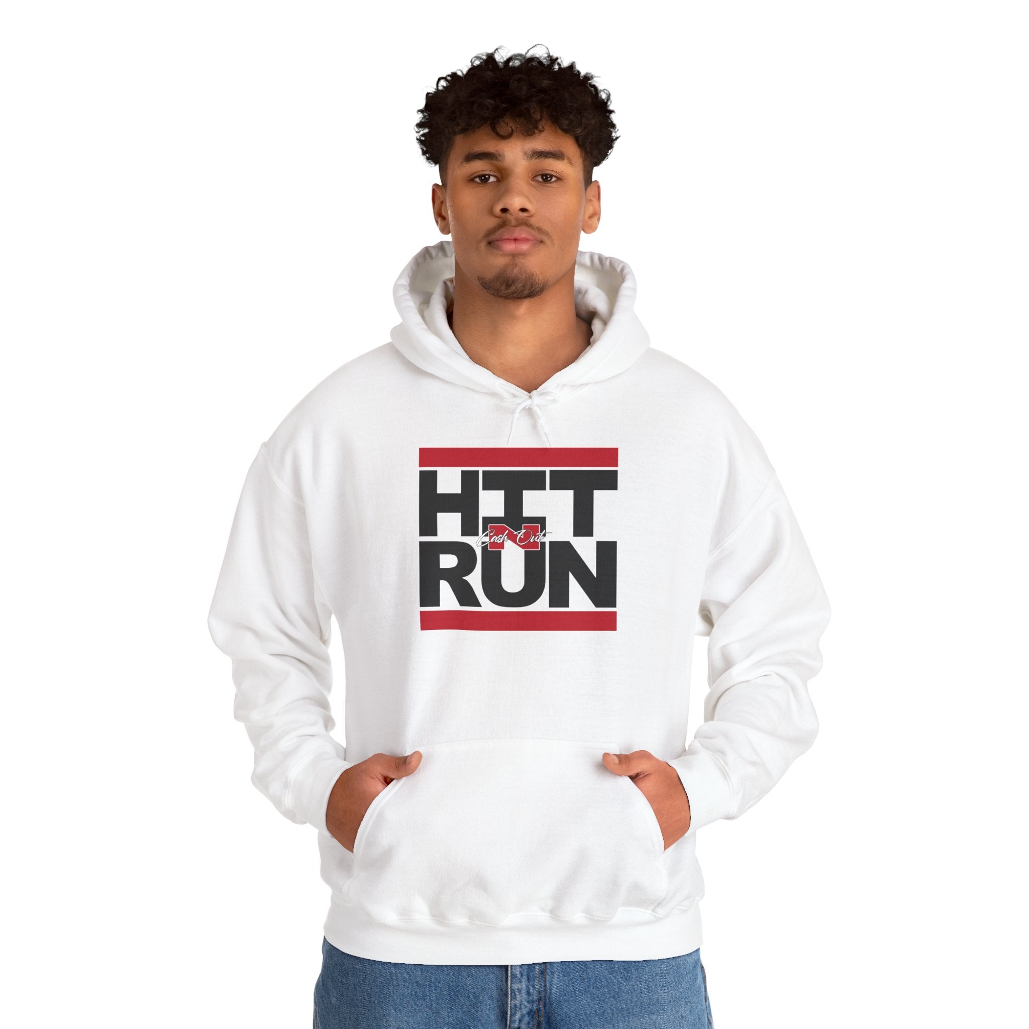 HIT CASH OUT N' RUN WHITE Hoodie - Unisex Heavy Blend