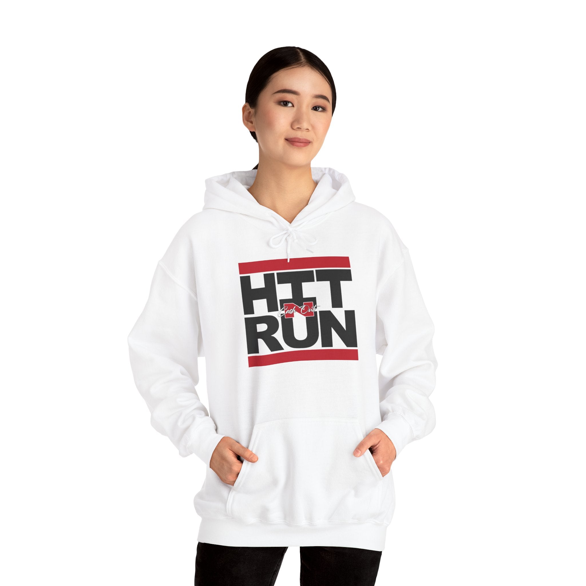 HIT CASH OUT N' RUN WHITE Hoodie - Unisex Heavy Blend