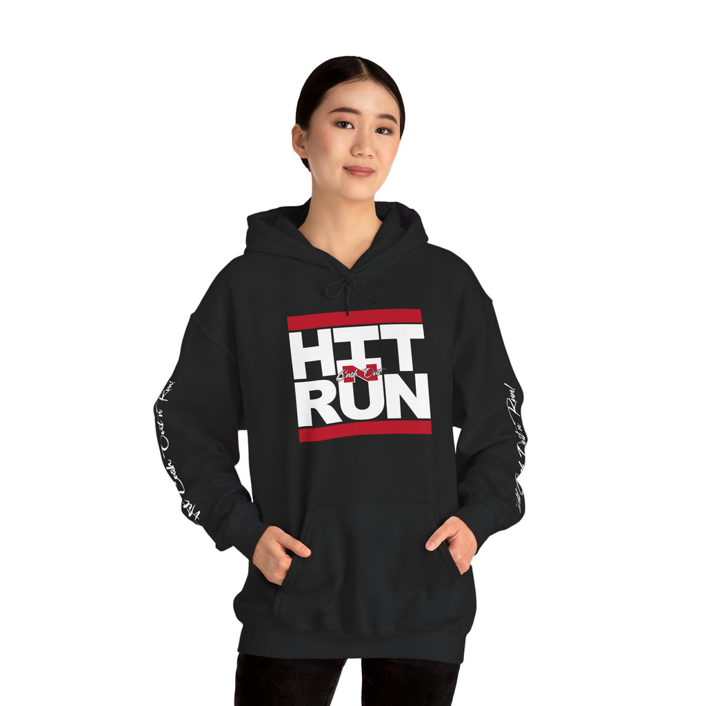 HIT CASH OUT N' RUN Black Hoodie with Signature Arm Sleeves