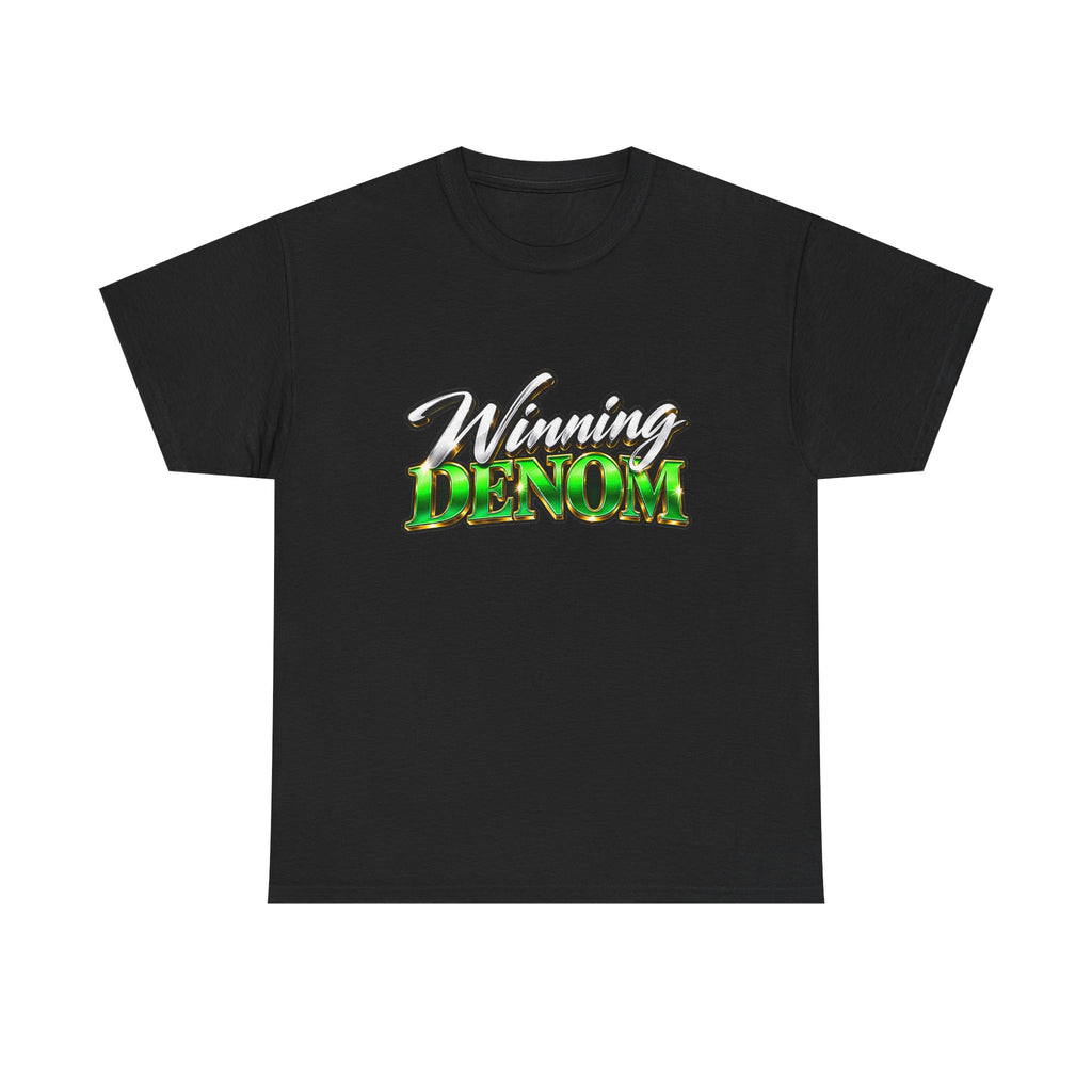 Denom Minimalist Logo Tee — Neon Green Text Cotton T-Shirt