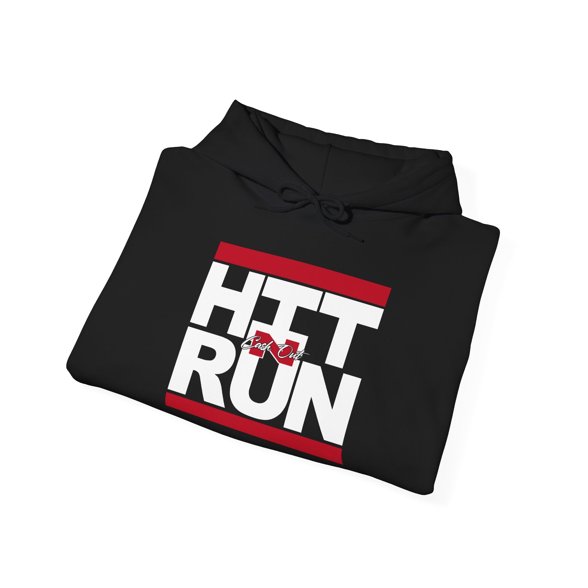 HIT CASH OUT N' RUN Black Hoodie with Signature Arm Sleeves