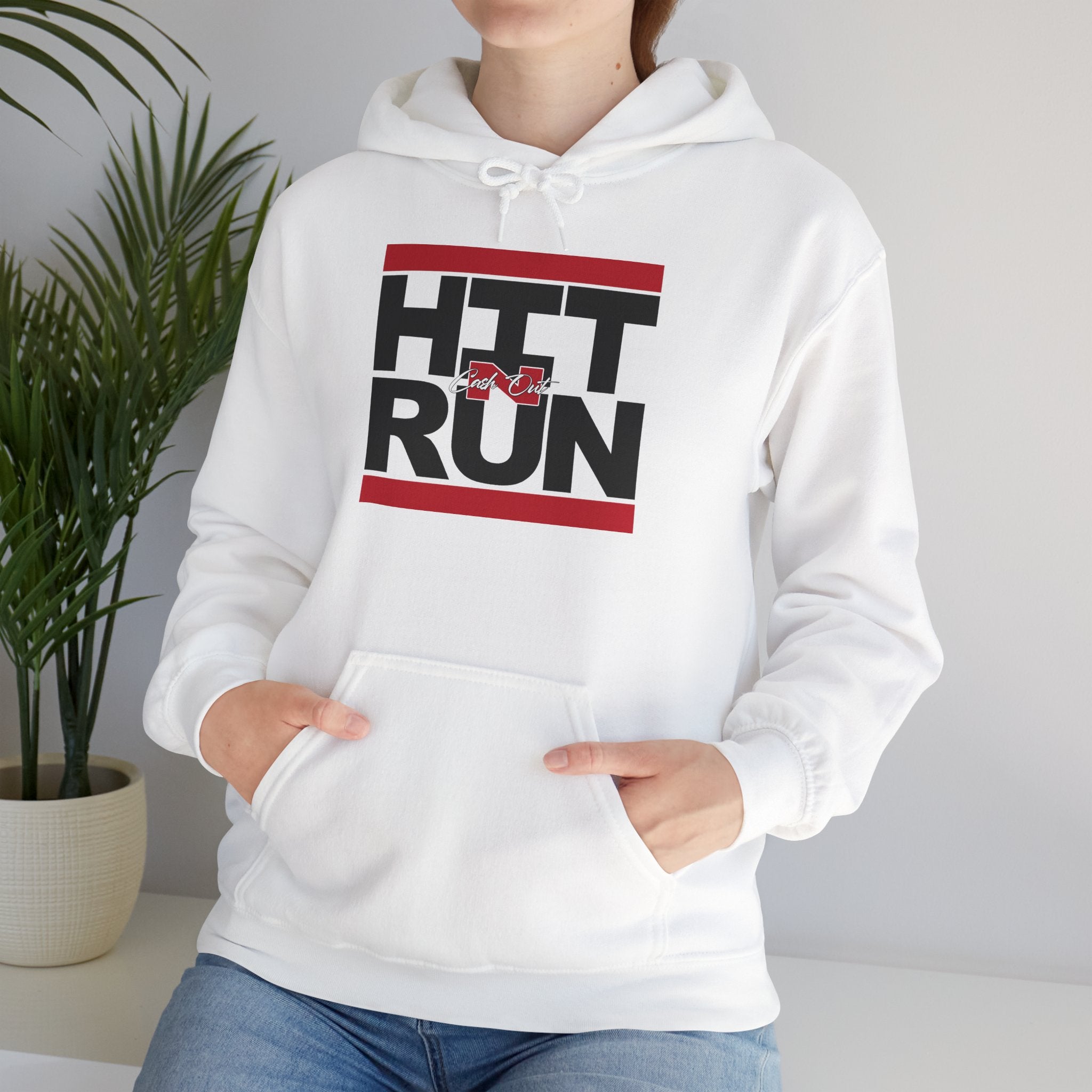 HIT CASH OUT N' RUN WHITE Hoodie - Unisex Heavy Blend