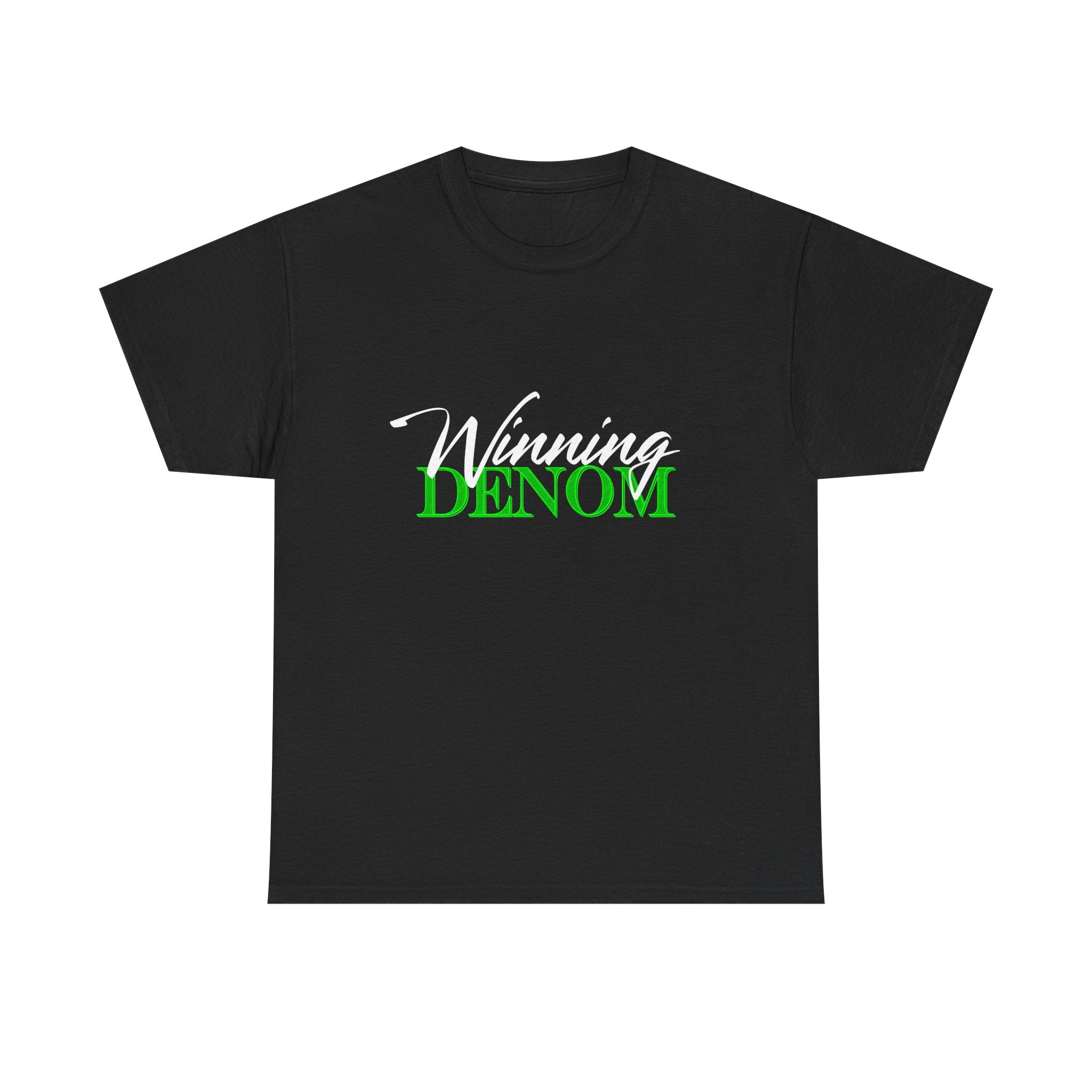 Denom Minimalist Logo Tee — Neon Green Text Cotton T-Shirt